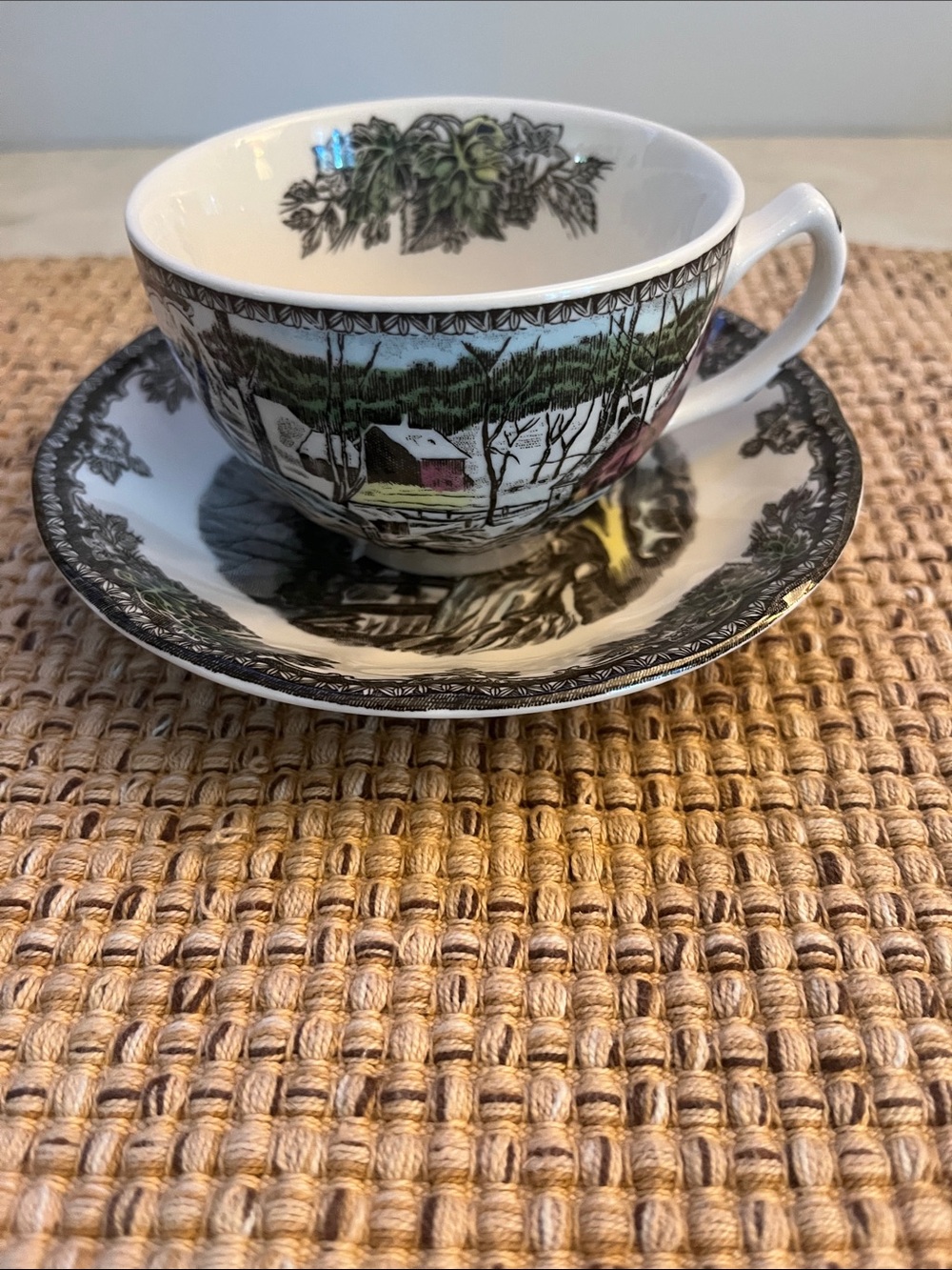 Vintage Johnson Brothers The Friendly Village Ice House Cup And Saucer Set